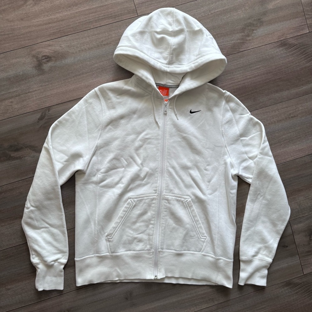 Vintage Y2K Nike Athletic Dept Orange Tag Men’s Zip Up Hoodie Size Large White
